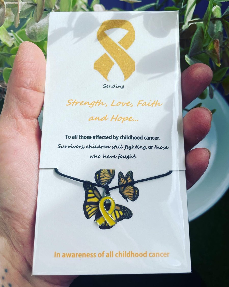 Bundle of six wish bracelets in awareness of childhood cancer 