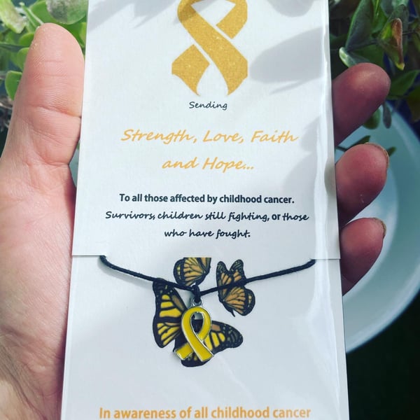Bundle of six wish bracelets in awareness of childhood cancer 