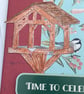 Time to celebrate flying bird and bird table birthday card - Image 3
