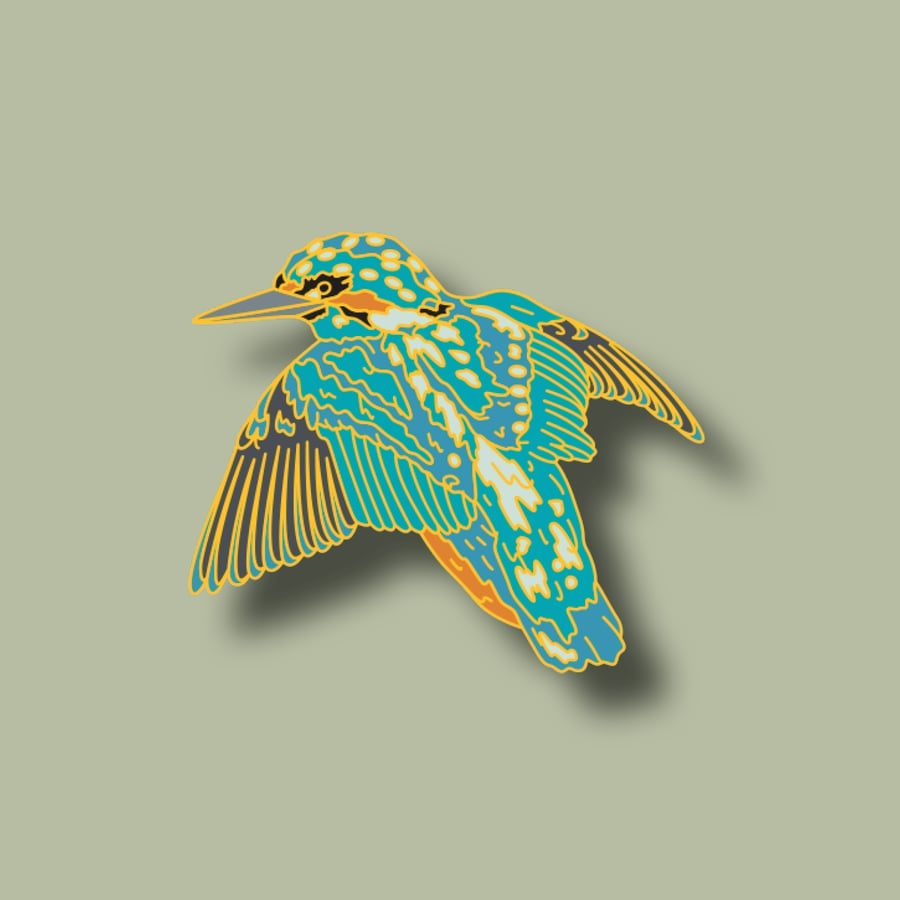 Kingfisher hard enamel pin, wildlife lapel badge, Bird watcher gift