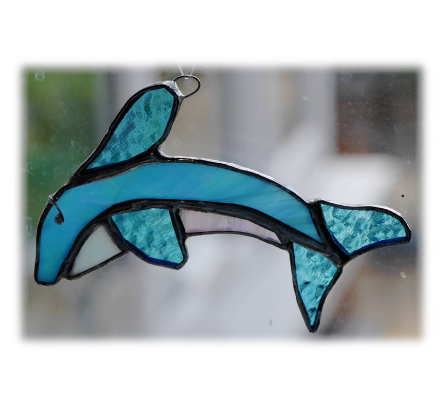 Dolphin Suncatcher Stained Glass Handmade 021
