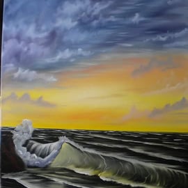 Stormy skies oil painting