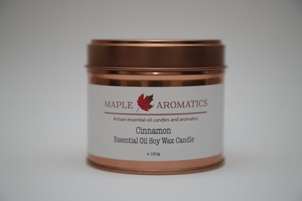 Maple Aromatics Cinnamon Soy Wax Rose Gold 150g Candle Tin
