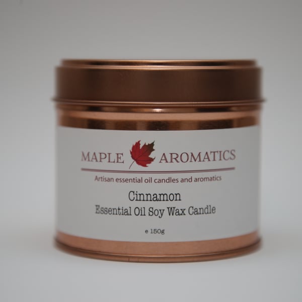 Maple Aromatics Cinnamon Soy Wax Rose Gold 150g Candle Tin