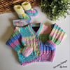 Hand Knitted Baby Girl's Cardigan & Booties Set Size 0 - 3 months size