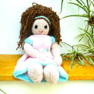 Doll.Hand Knitted Doll 12" handmade Doll, Light Brown Hair & Removable  Dress