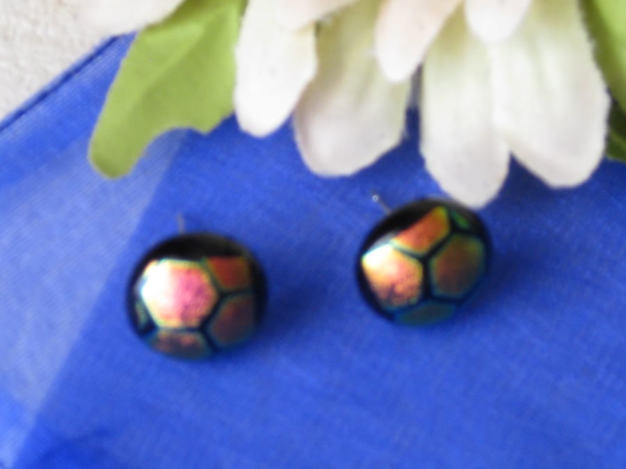Fused dichroic glass stud earrings