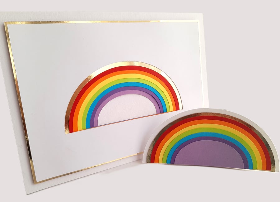 Rainbow greetings card and matching pop up decoration
