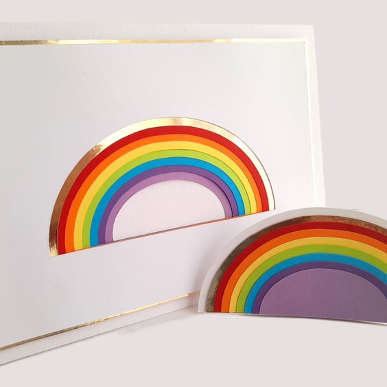 Rainbow greetings card and matching pop up decoration