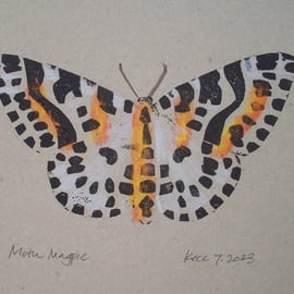 Moth Magpie Collagraph Print