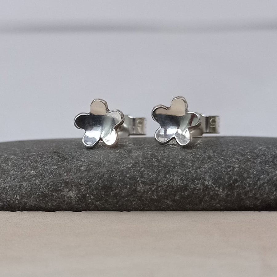 sterling silver flower stud earrings - handmade blossom earrings