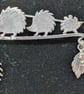 Sterling silver hedgehogs brooch, Hedgehog jewellery, Artisan brooch