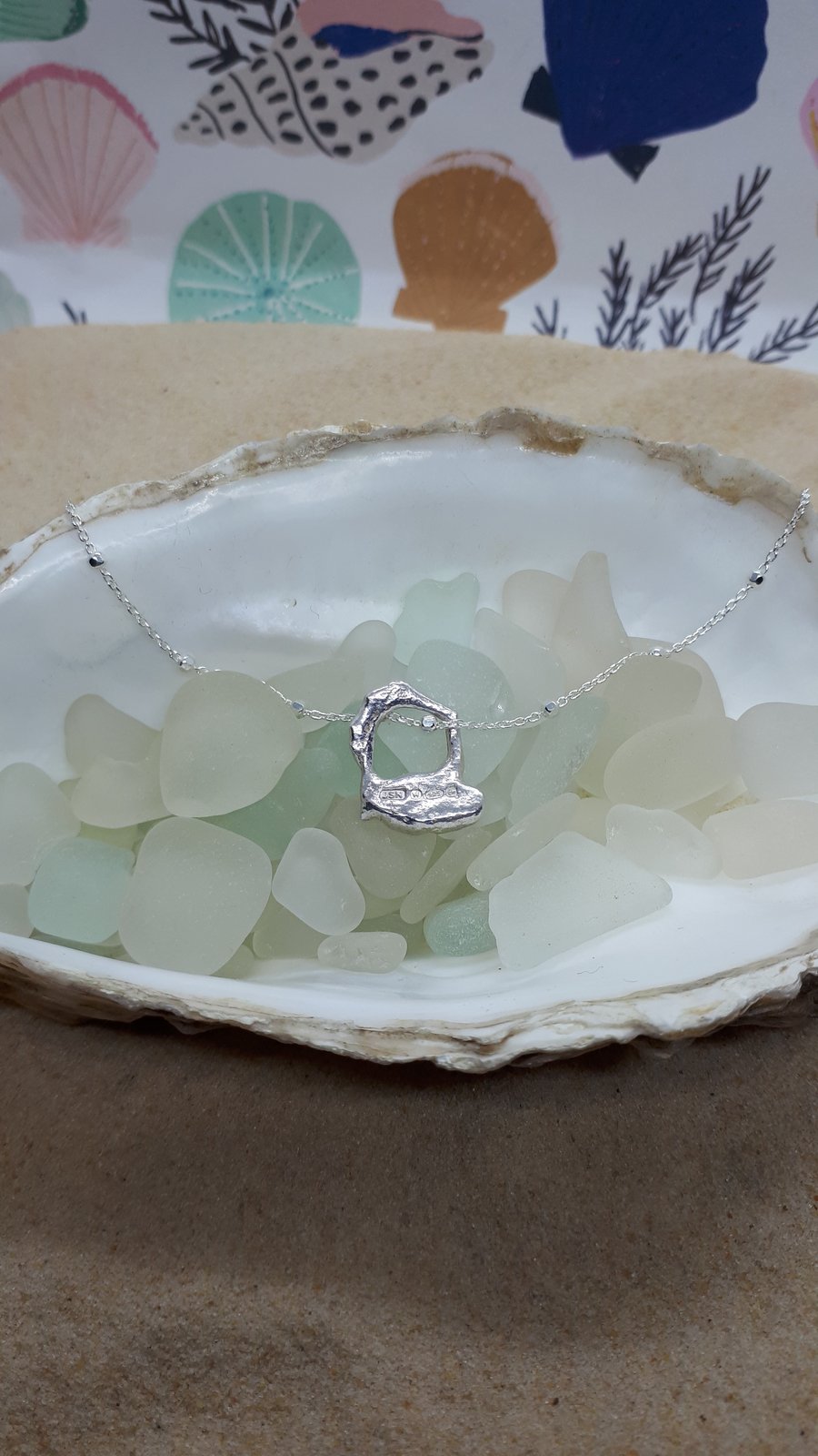 Small water cast silver pendant - Seconds Sunday 