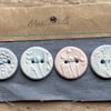 Buttons handmade ceramic set of four pastel herb garden buttons