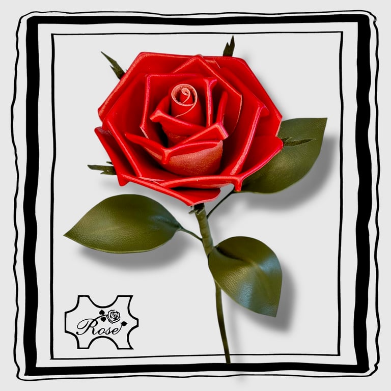 Red Leather Rose. Romantic leather anniversary gift