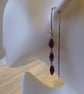 Rhodolite Garnet, Sterling Silver Threader Earrings Capricorn January Birthstone