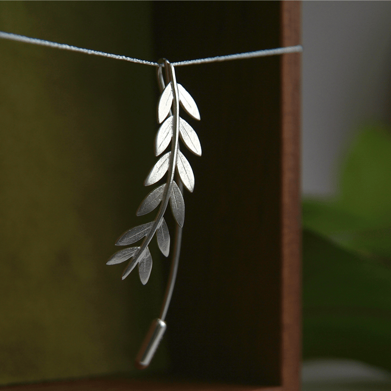 Olive Branch Brooch, Sterling Silver Brooch, Handmade Leaf Brooch Pin