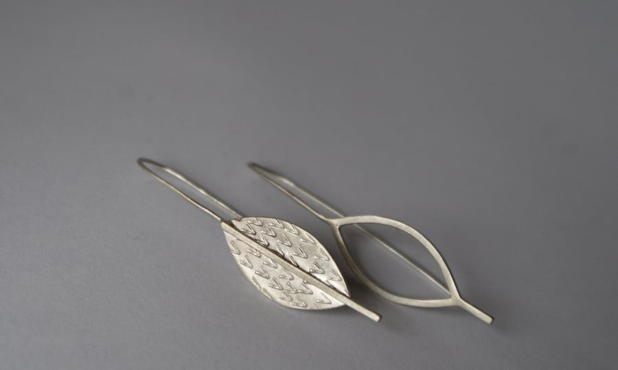 Silver mismatched tree earrings
