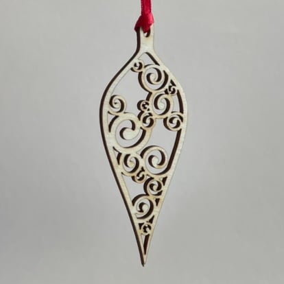 Mini wooden swirl bauble
