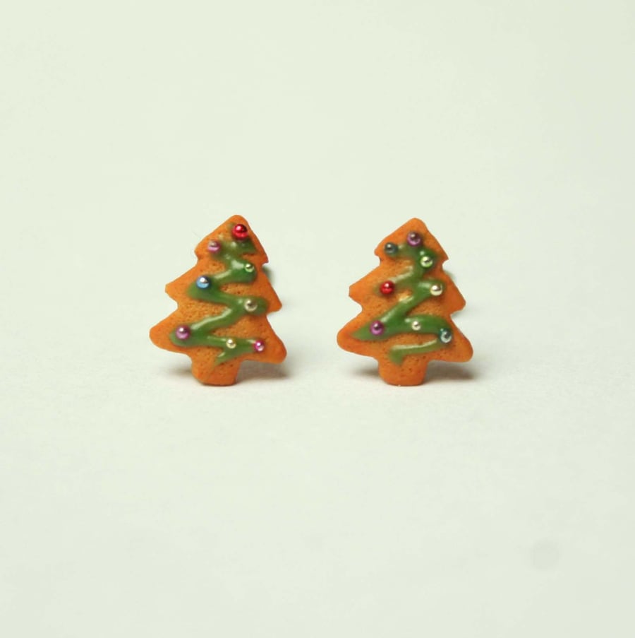 Christmas Tree Biscuit stud earrings