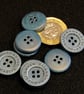 Vintage Buttons: Blue Ridged ‘Five Star Jeans’ 8x18mm - Image 1
