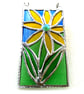 Flower Picture Stained Glass Suncatcher Art Red Yellow Orange Handmade Floral - Image 3