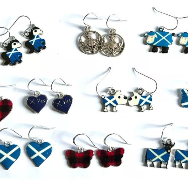 Sterling Silver Ear Wires on Choice of Alloy Scotland Themed Charm