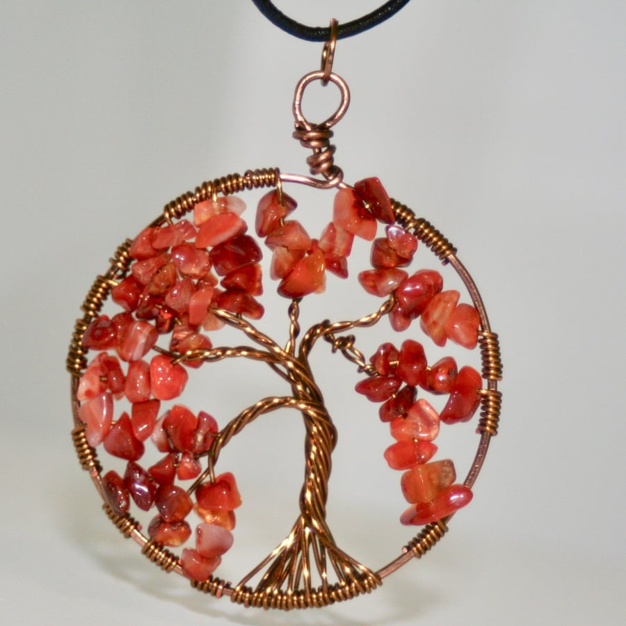 Carnelian tree of life necklace