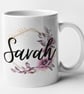 Personalised Floral Name Mug Flowers & Name Mug Custom Name  - Image 3