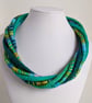 The Wrapped Twist: felted cord necklace in jade, dark green and mint