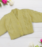 Hand Knitted Lemon Yellow Baby Cardigan 0 to 3 Months Teddy Button Sweater - Image 2
