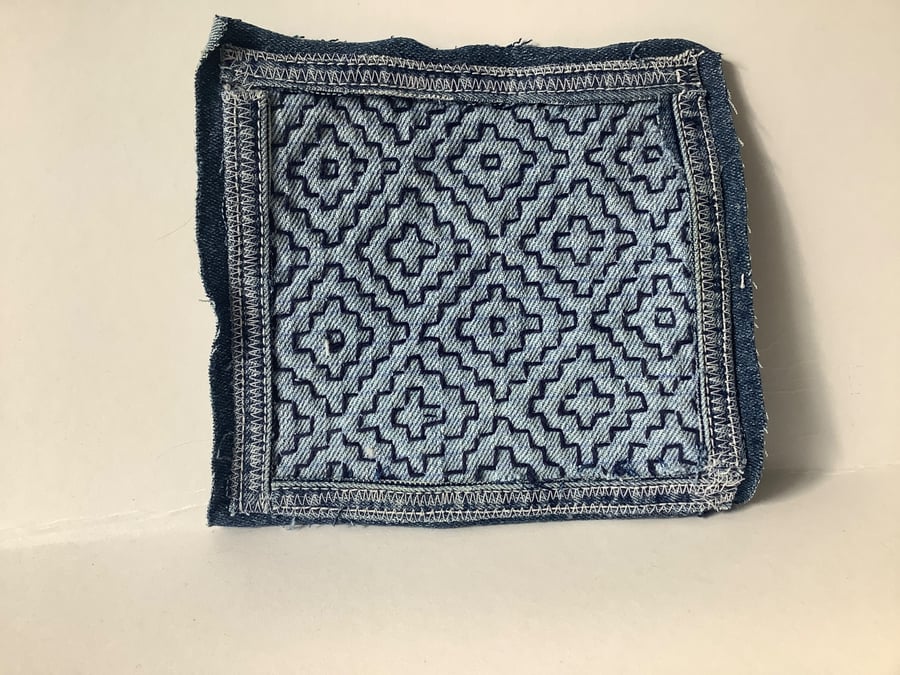 Sashiko stitch denim fabric patch