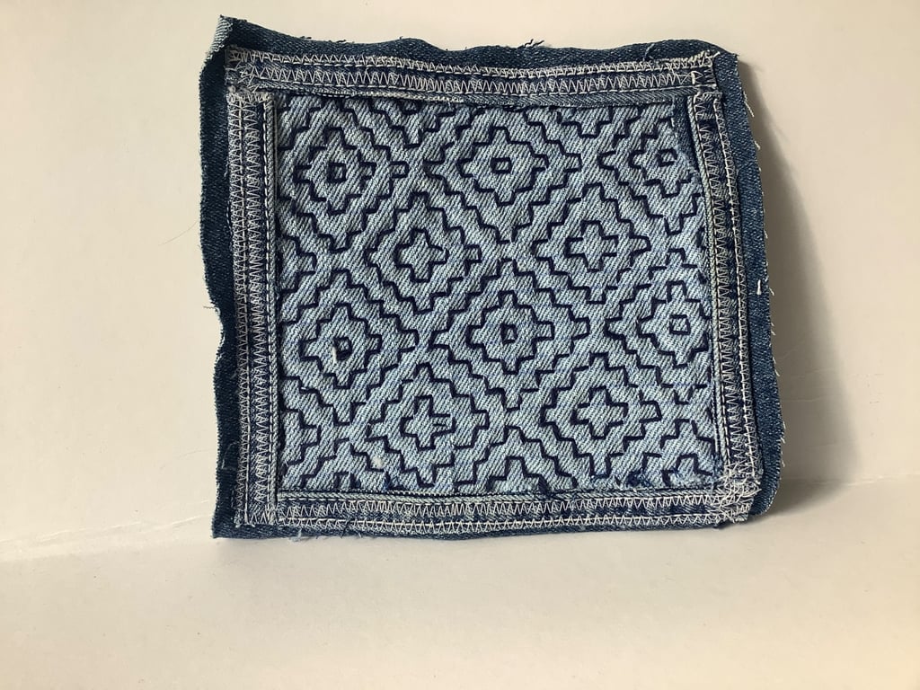 Sashiko stitch denim fabric patch