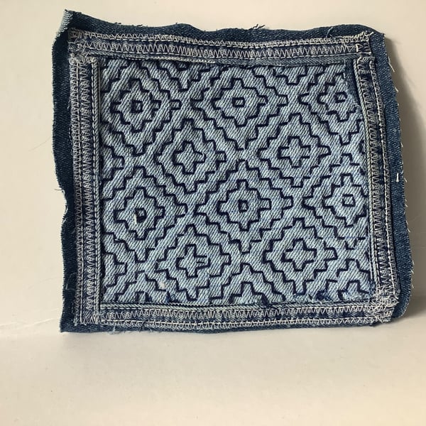Sashiko stitch denim fabric patch