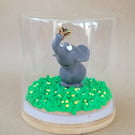 Forever fluttering by - handmade elephant ornament in a glass jar 