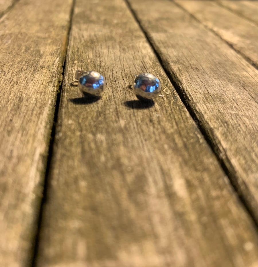 Large sterling silver ball studs