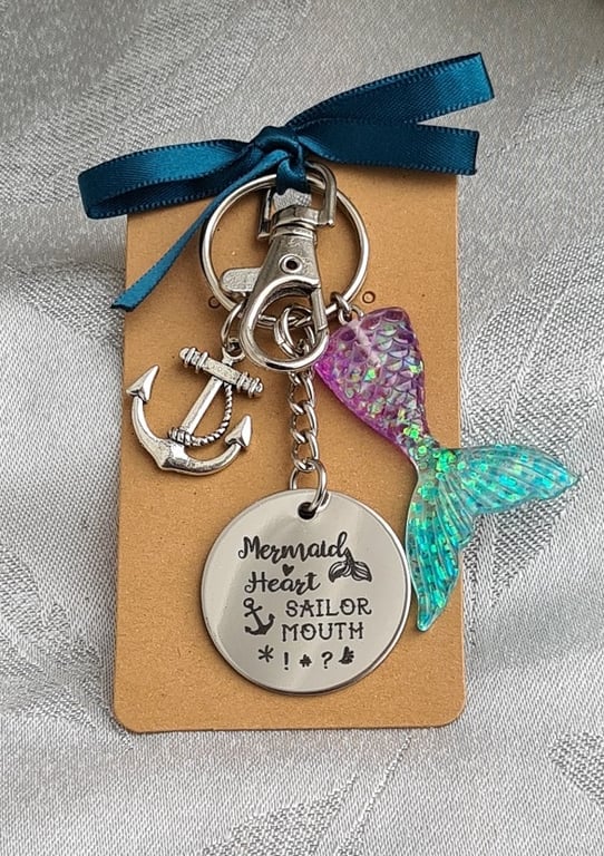 Gorgeous Mermaid Heart Sailor Mouth Key Ring - Bag Charm - Key Chain. Type 1