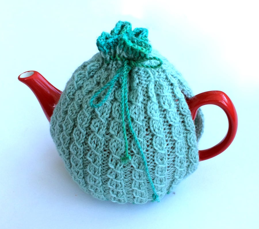 Light Blue knitted tea cosy