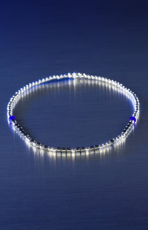 Bracelet You are my Person morse code sterling silver & hematite stretchy