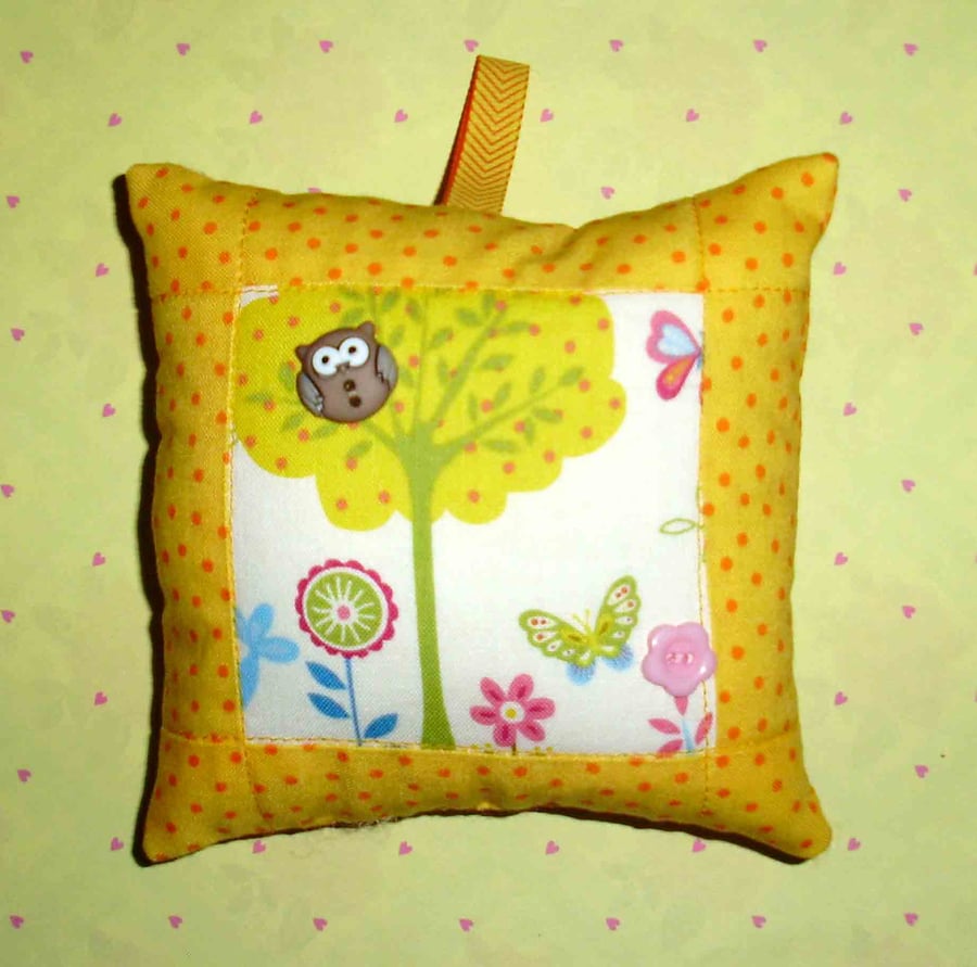 Pincushion - Bright colourful with owl in a tree