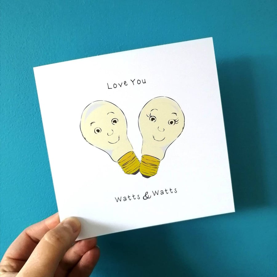 Love you watts & watts Card, Valentines Day card, Valentines, valentines card