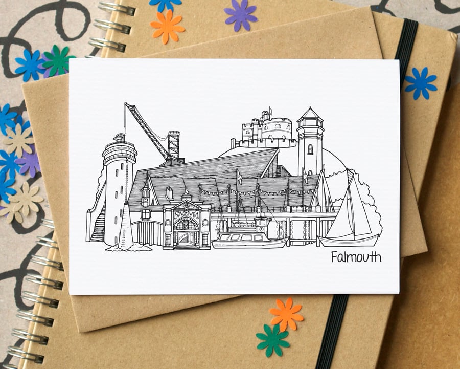 Falmouth Skyline Greetings Card