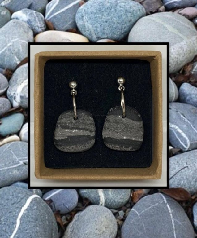 Beach stone lightweight clay earrings