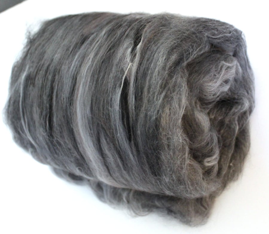 Carded Batt Merino & Silk Monochrome 100g Fine Merino Wool Spinning Felting