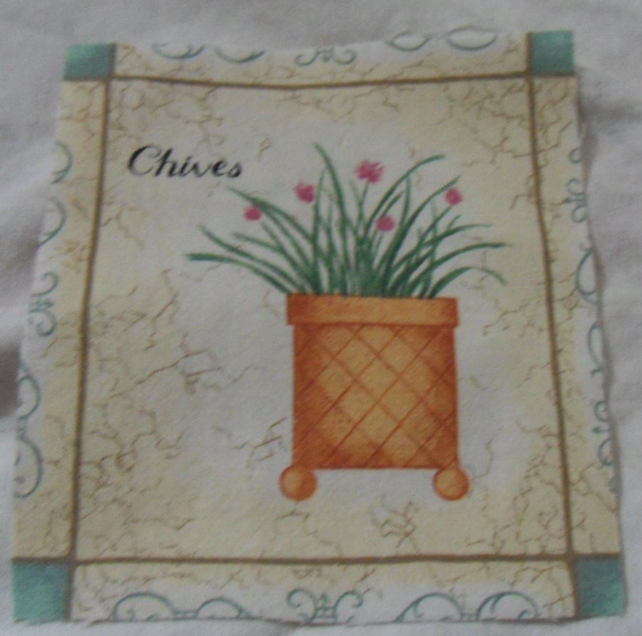 100% cotton fabric.  Chives.  Sold separately, postage .62p for many