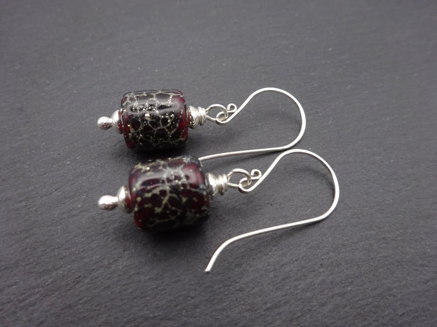 Lampwork glass dragon scale earrings