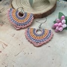 Pretty delicate micro macrame boho hoop earrings, gift her, teenage girl, mum