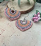 Pretty delicate micro macrame boho hoop earrings, gift her, teenage girl, mum