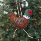 Hand stitched tweed pheasant decoration