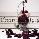 Rose Petals Globe with Burgundy Ribbon